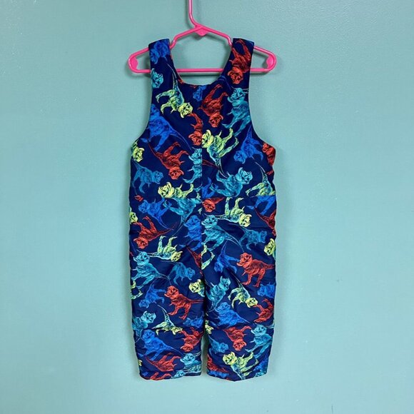 Children's Place Toddler Boys Dinosaur Print Snow Overall Bibs Size 3T - Picture 4 of 6